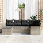 Gartensofa-set mit Speicher 6 pcs Hellgrau Poly-Rattan
