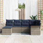 Gartensofa-set mit Speicher 6 pcs Grau Poly-Rattan