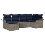 Gartensofa-set mit Speicher 6 pcs Grau Poly-Rattan