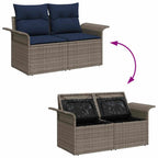 Gartensofa-set mit Speicher 6 pcs Grau Poly-Rattan