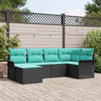 Gartensofa-set mit Speicher 6 pcs Schwarz Poly-Rattan