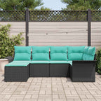 Gartensofa-set mit Speicher 6 pcs Schwarz Poly-Rattan