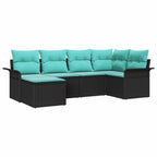 Gartensofa-set mit Speicher 6 pcs Schwarz Poly-Rattan