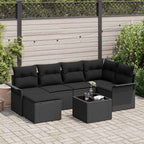 Gartensofa-set mit Speicher 7 pcs Schwarz Poly-Rattan