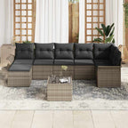 Garten-Sofa-Set mit Kissen mit Speicher 8 pcs Grau Poly Rattan