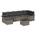 Garten-Sofa-Set mit Kissen mit Speicher 8 pcs Grau Poly Rattan