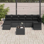 Gartensofa-set mit Speicher 8 pcs Schwarz Poly-Rattan