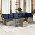 Gartensofa-set mit Speicher 8 pcs Grau Poly-Rattan