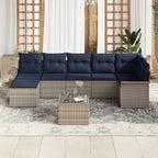Gartensofa-set mit Speicher 8 pcs Grau Poly-Rattan
