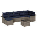 Gartensofa-set mit Speicher 8 pcs Grau Poly-Rattan