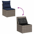 Gartensofa-set mit Speicher 8 pcs Grau Poly-Rattan