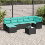 Gartensofa-set mit Speicher 8 pcs Schwarz Poly-Rattan