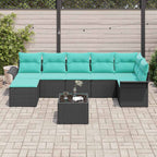 Gartensofa-set mit Speicher 8 pcs Schwarz Poly-Rattan