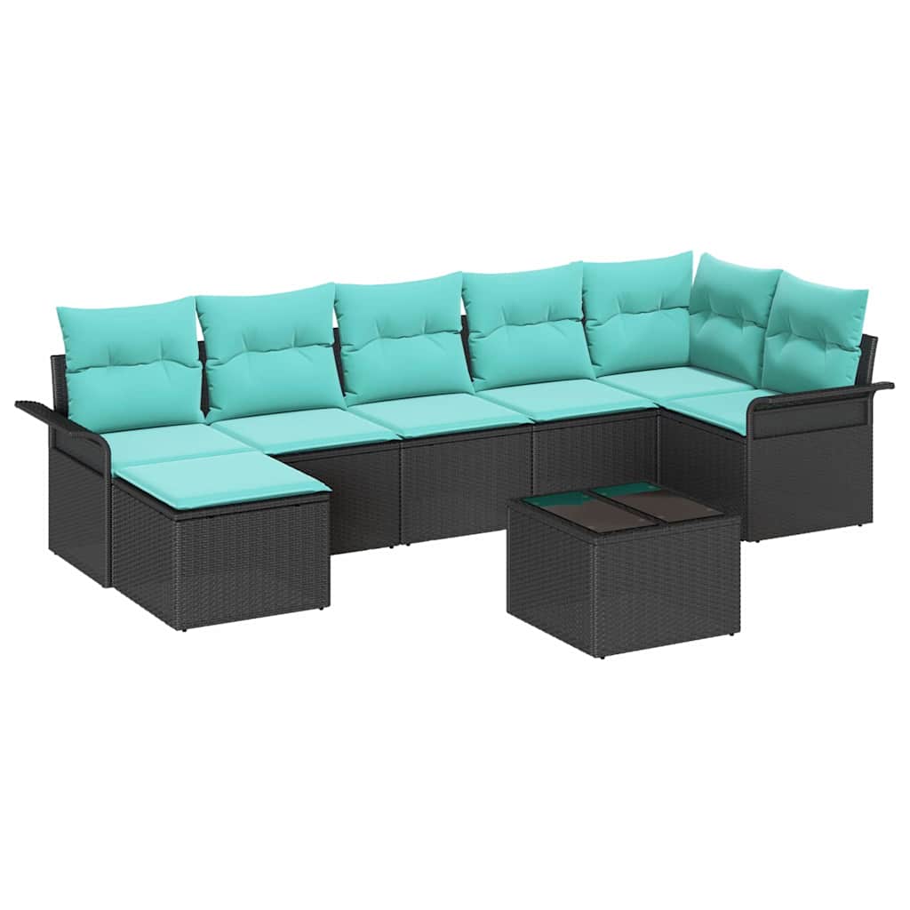 Gartensofa-set mit Speicher 8 pcs Schwarz Poly-Rattan