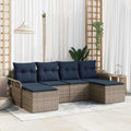 Gartensofa-set mit Kissen mit Speicher 6 pcs Grau Poly Rattan