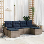 Gartensofa-set mit Kissen mit Speicher 6 pcs Grau Poly Rattan