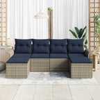 Gartensofa-set mit Kissen mit Speicher 6 pcs Grau Poly Rattan