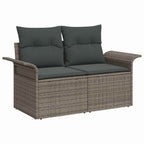 Garten-Sofa-Set mit Kissen 9 pcs Schwarz Poly Rattan