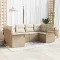 Garten-Sofa-Set mit Speicher 6 pcs Beige Poly Rattan