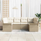 Garten-Sofa-Set mit Speicher 6 pcs Beige Poly Rattan