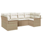 Garten-Sofa-Set mit Speicher 6 pcs Beige Poly Rattan