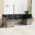 Garten-Sofa-Set mit Speicher 6 pcs Hellgrau Poly Rattan