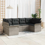 Garten-Sofa-Set mit Speicher 6 pcs Hellgrau Poly Rattan