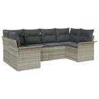Garten-Sofa-Set mit Speicher 6 pcs Hellgrau Poly Rattan