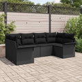 Garten-Sofa-Set mit Speicher 6 pcs Schwarz Poly Rattan