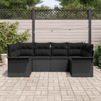 Garten-Sofa-Set mit Speicher 6 pcs Schwarz Poly Rattan