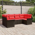 Garten-Sofa-Set mit Speicher 6 pcs Braun Poly Rattan