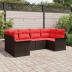 Garten-Sofa-Set mit Speicher 6 pcs Braun Poly Rattan