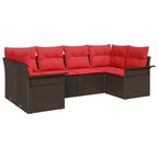 Garten-Sofa-Set mit Speicher 6 pcs Braun Poly Rattan
