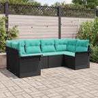 Garten-Sofa-Set mit Speicher 6 pcs Schwarz Poly Rattan