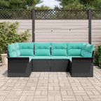Garten-Sofa-Set mit Speicher 6 pcs Schwarz Poly Rattan