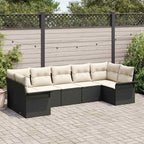 Garten-Sofa-Set mit Speicher 7 pcs Schwarz Poly Rattan