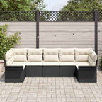 Garten-Sofa-Set mit Speicher 7 pcs Schwarz Poly Rattan