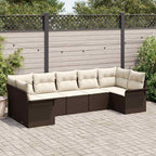 Garten-Sofa-Set mit Speicher 7 pcs Braun Poly Rattan