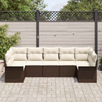 Garten-Sofa-Set mit Speicher 7 pcs Braun Poly Rattan