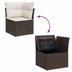 Garten-Sofa-Set mit Speicher 7 pcs Braun Poly Rattan