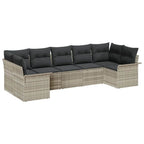 Garten-Sofa-Set mit Speicher 7 pcs Hellgrau Poly Rattan