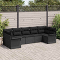 Garten-Sofa-Set mit Speicher 7 pcs Schwarz Poly Rattan