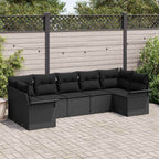 Garten-Sofa-Set mit Speicher 7 pcs Schwarz Poly Rattan