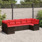 Garten-Sofa-Set mit Speicher 7 pcs Braun Poly Rattan