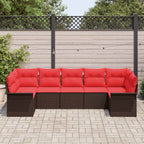Garten-Sofa-Set mit Speicher 7 pcs Braun Poly Rattan