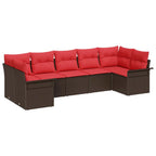 Garten-Sofa-Set mit Speicher 7 pcs Braun Poly Rattan