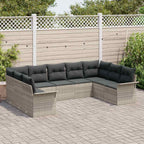 Gartensofa-set mit Speicher 9 pcs Hellgrau Poly-Rattan