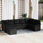 Gartensofa-set mit Speicher 9 pcs Schwarz Poly-Rattan