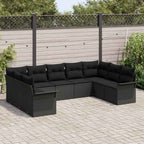 Gartensofa-set mit Speicher 9 pcs Schwarz Poly-Rattan