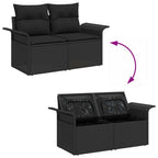 Gartensofa-set mit Speicher 9 pcs Schwarz Poly-Rattan